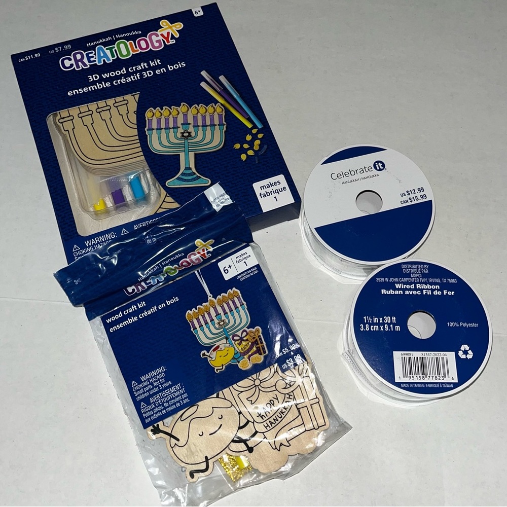 Hanukkah Wooden Crafts and Hanukkah Wired Ribbon New